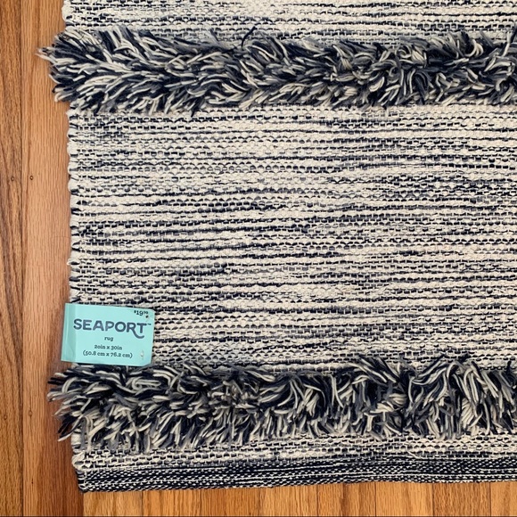 ❌SOLD❌ NWT Blue Textured Fringe Woven Area Rug - Picture 6 of 8